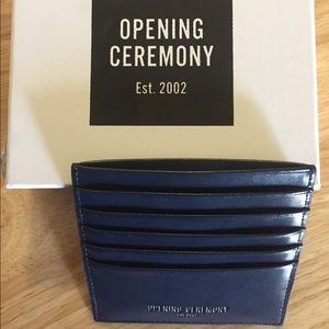 Opening Ceremony Leather Navy Card Holder